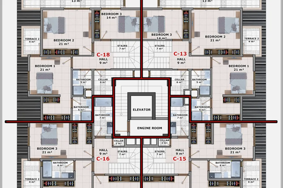 B blok - Kat Planları 4